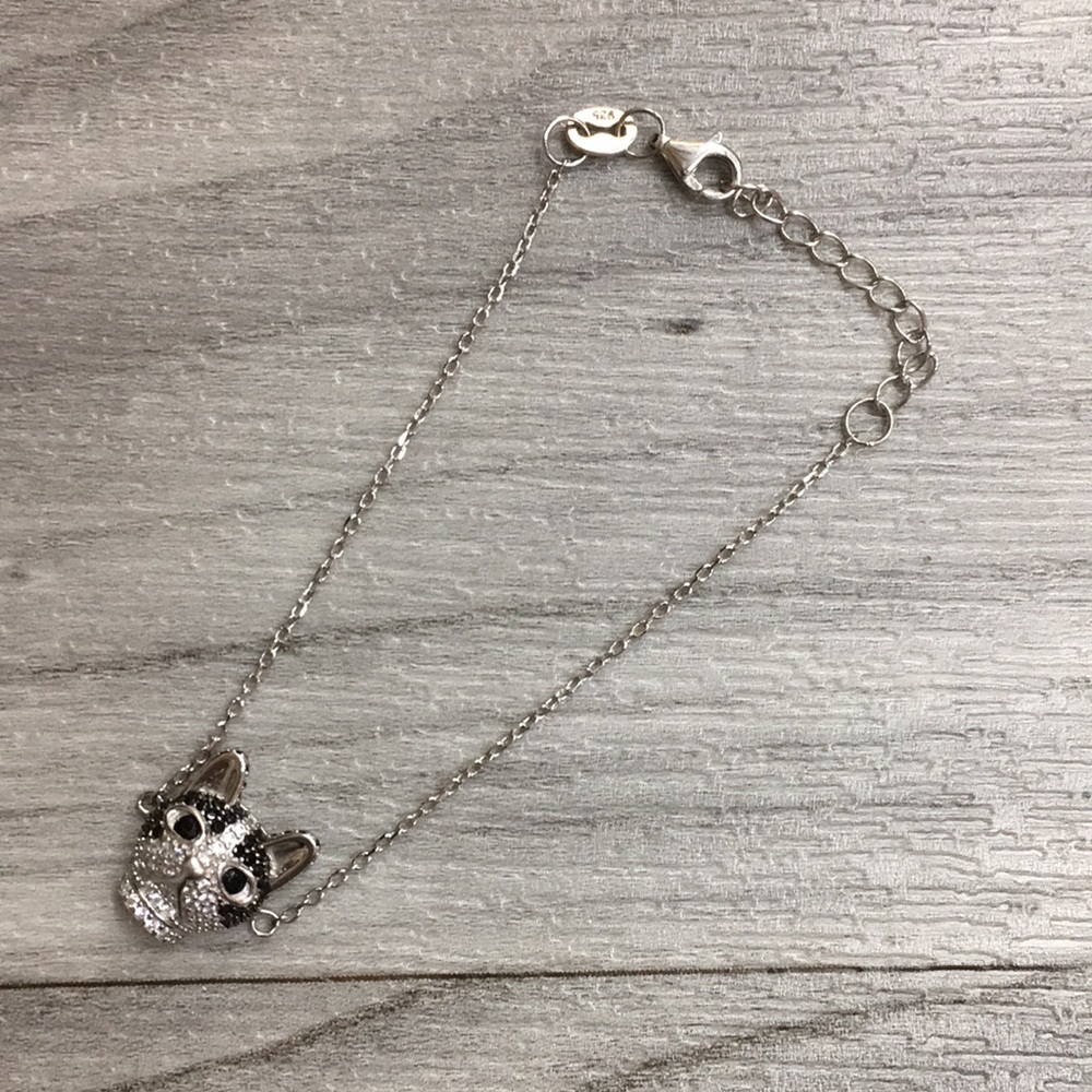 Sterling Silver Diamond cat adjustable bracelet - Picture 7 of 7
